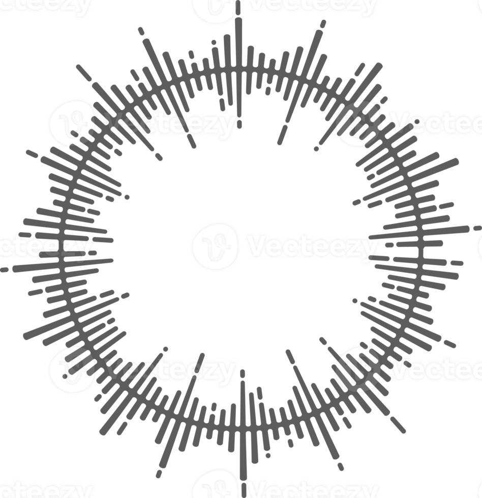 circulo música onda de sonido. circular igualada. redondo audio espectro. gráfico forma. concéntrico golpear y explosión. digital geométrico marco png