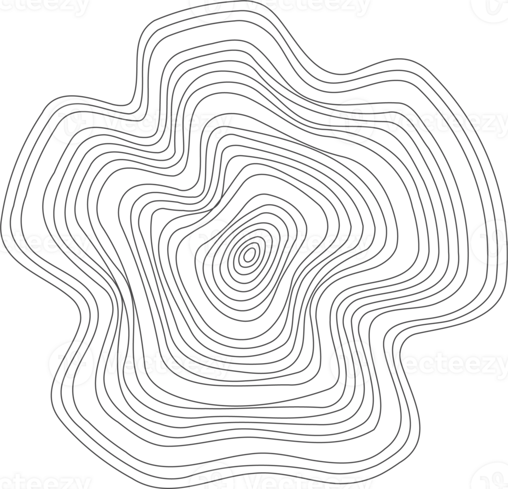 lineare di legno albero anelli modello. topografia cerchi con carta geografica struttura. circolare ondulato forma. astratto schema tronco turni png