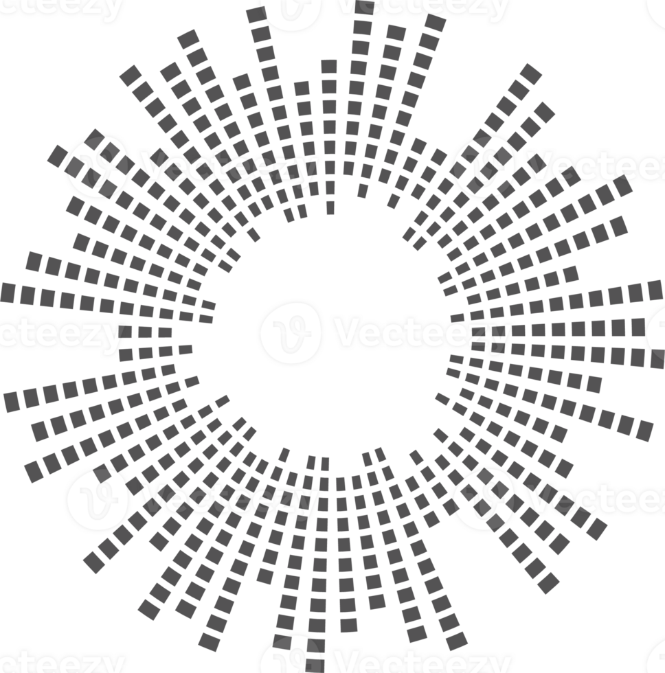 circulo música igualada. redondo audio espectro. concéntrico golpear y explosión. digital geométrico marco png