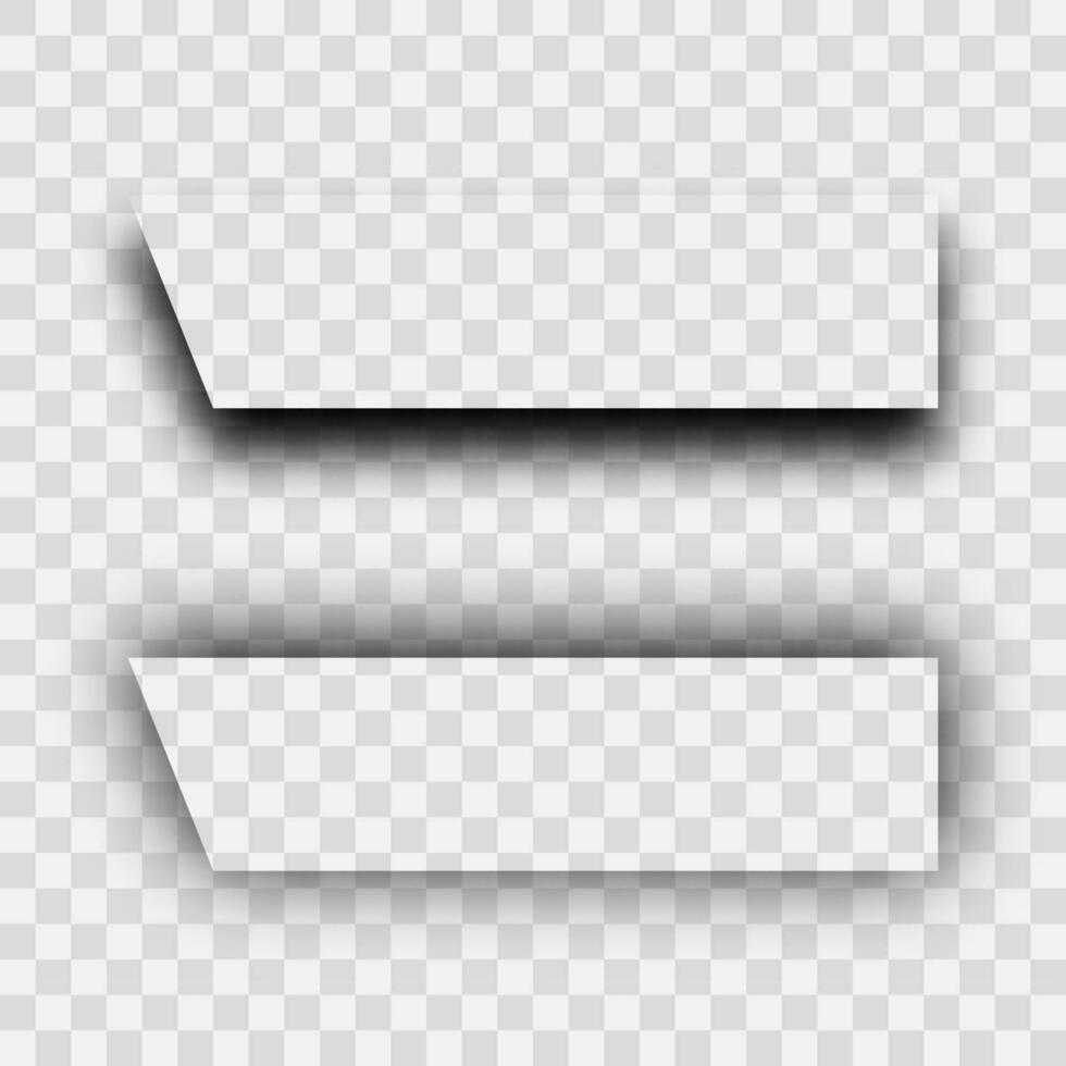 Dark realistic shadow. Set of two rectangles shadows vector