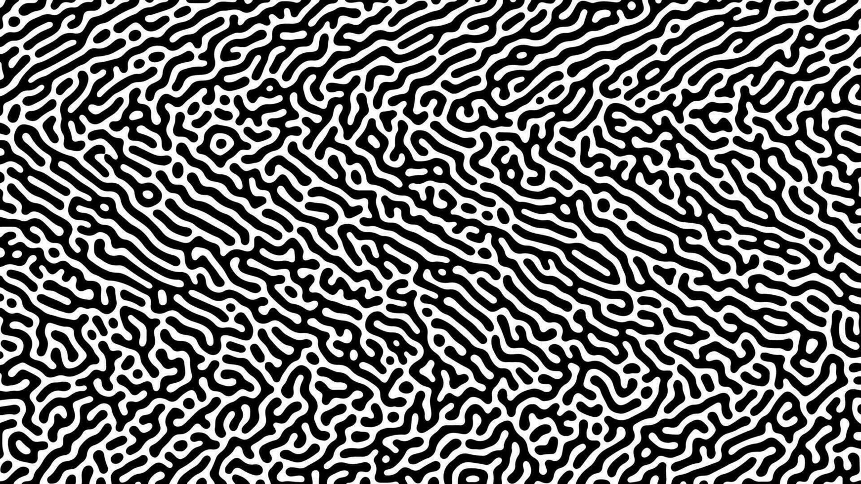 Monochrome Turing reaction background. Abstract diffusion pattern with chaotic shapes. Vector illustration.
