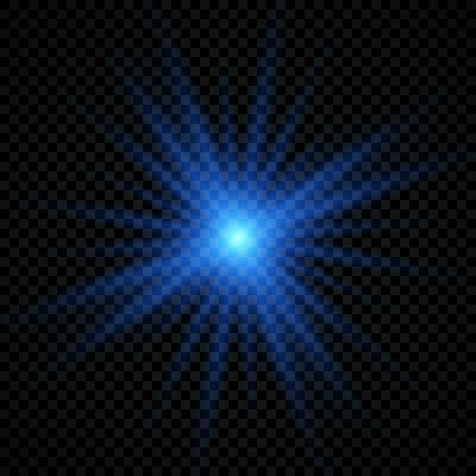 Light effect of lens flares. Blue glowing lights starburst effects with sparkles vector