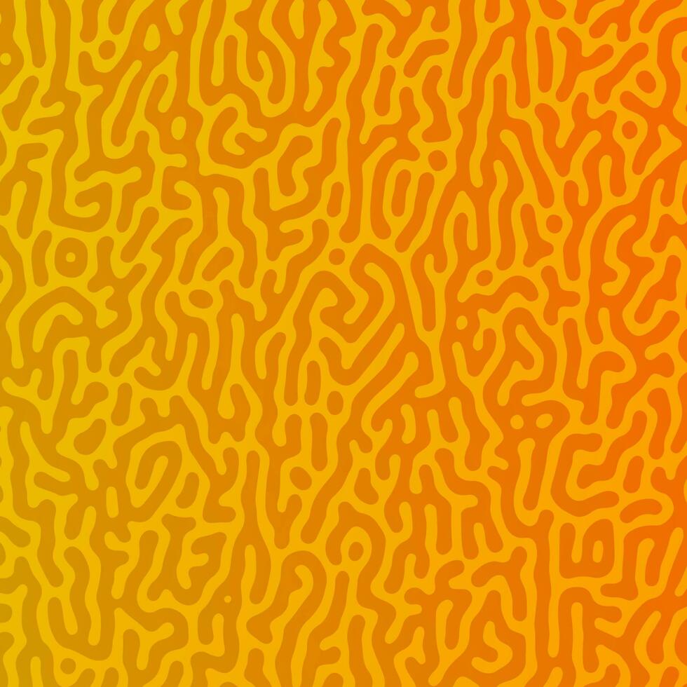 Yellow Turing reaction gradient background. Abstract diffusion pattern with chaotic shapes. Vector illustration.