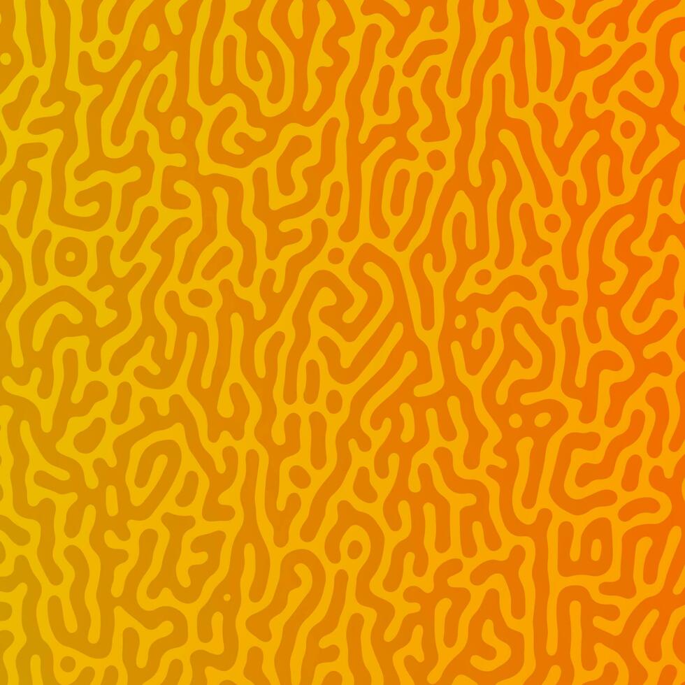 Yellow Turing reaction gradient background. Abstract diffusion pattern with chaotic shapes. Vector illustration.