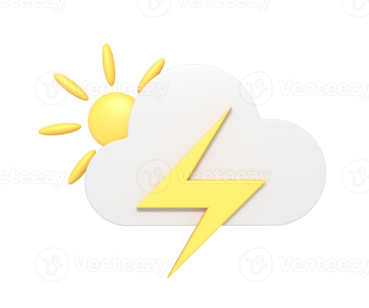 3d icon of hot cloudy with thunder weather png