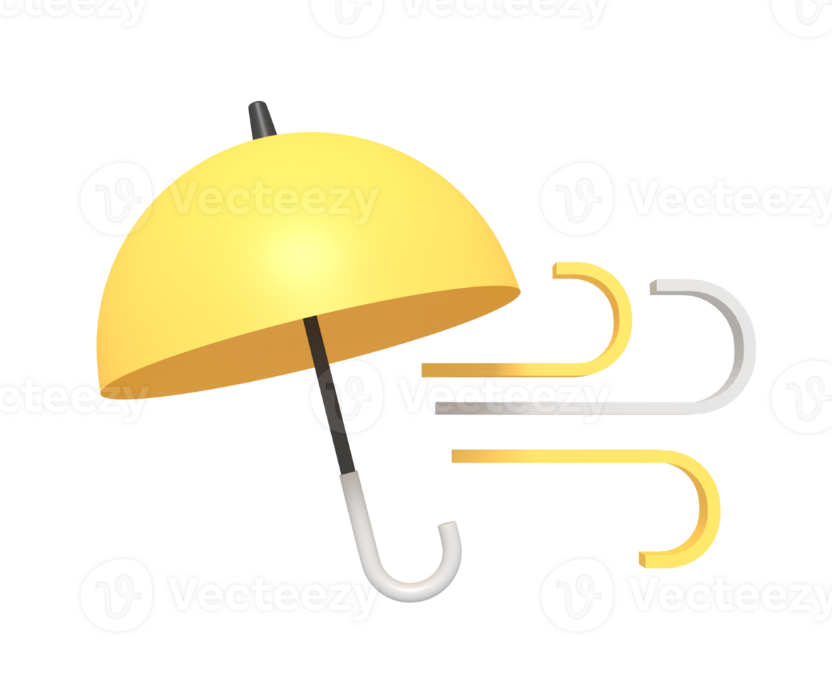 3d icon of Umbrella in the wind png