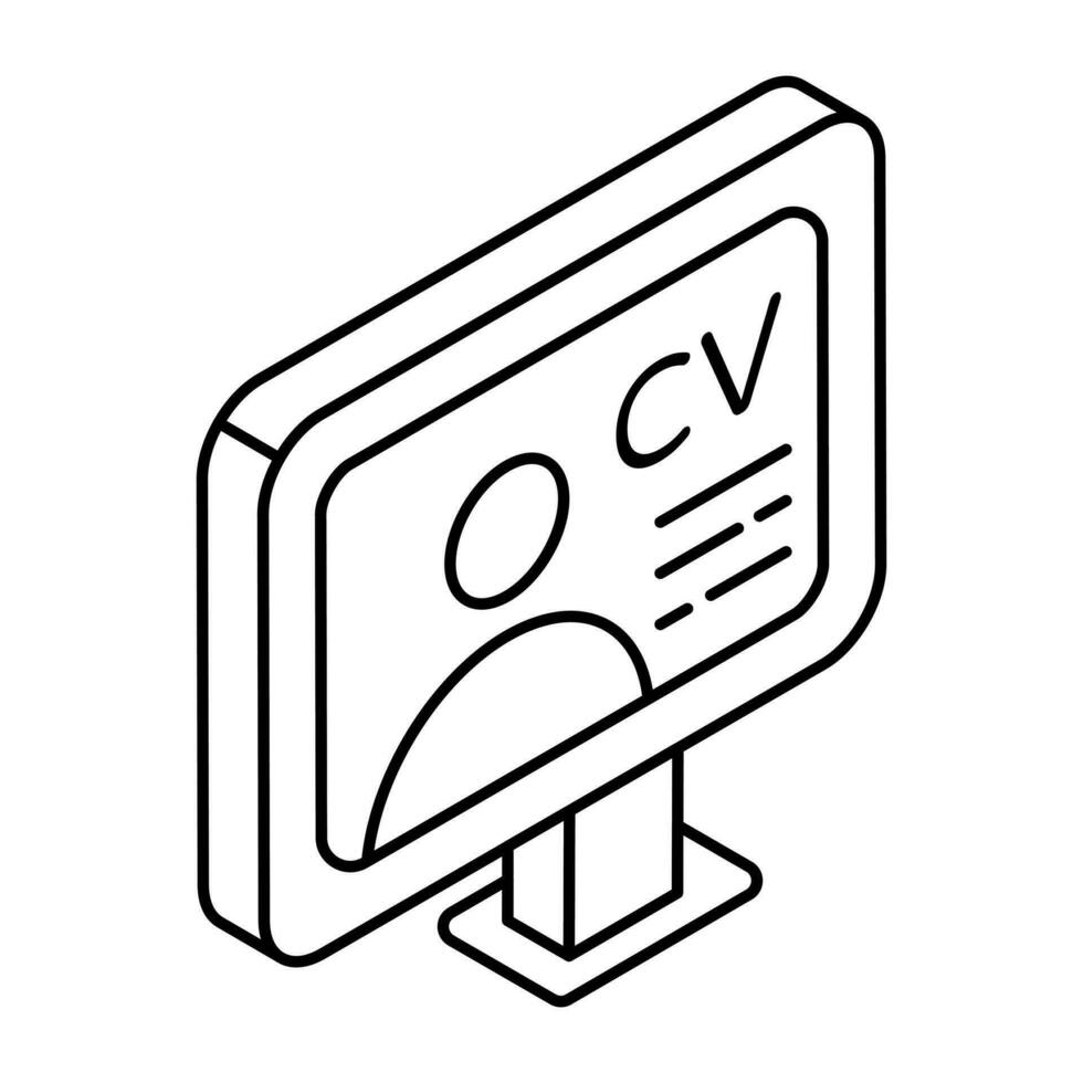 editable diseño icono de en línea CV vector