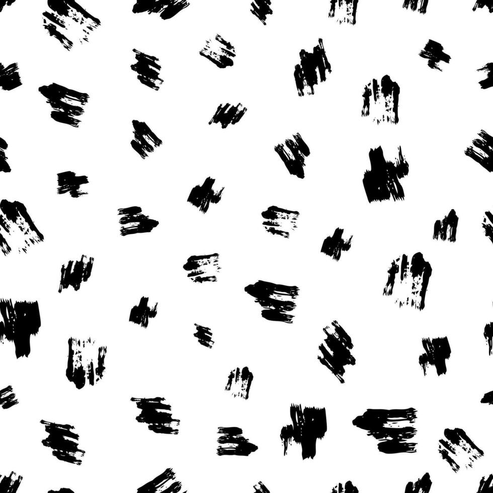 Seamless pattern with dark hand drawn scribble smear on white background. Abstract grunge texture. Vector illustration