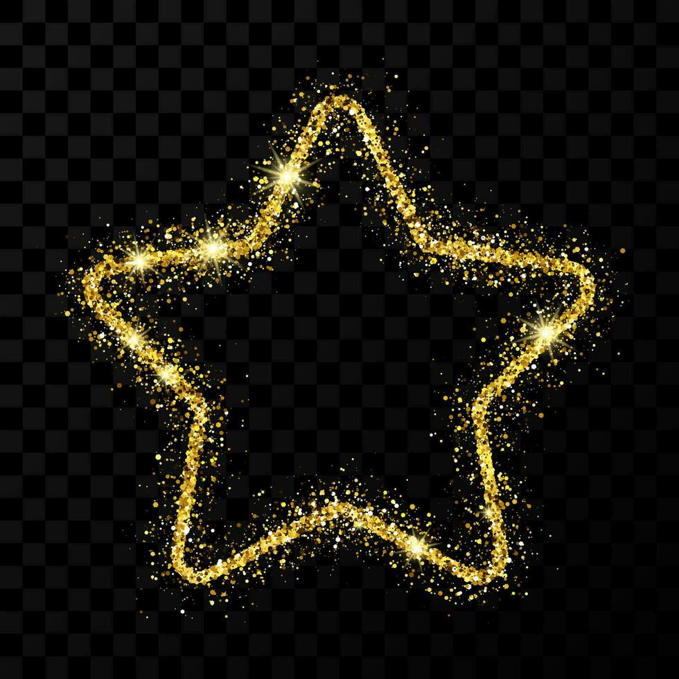 Gold glitter star with shiny sparkles vector