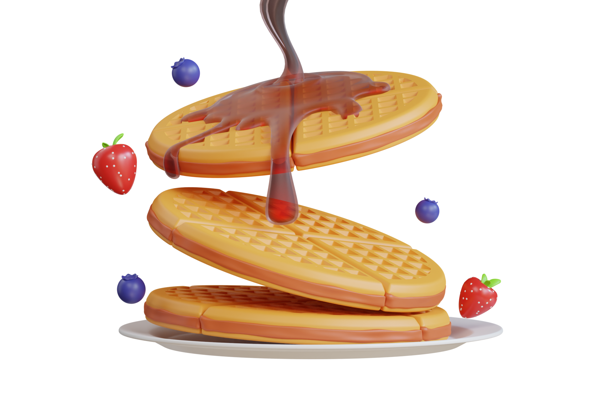 fluffy pancake with honey butter toppings. 3d illustration of honey