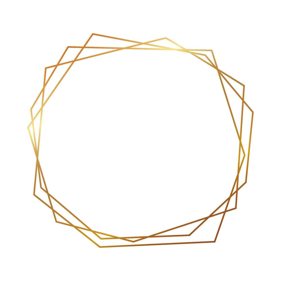 oro geométrico poligonal marco con brillante efectos aislado en blanco antecedentes. vacío brillante Arte deco fondo. vector ilustración.