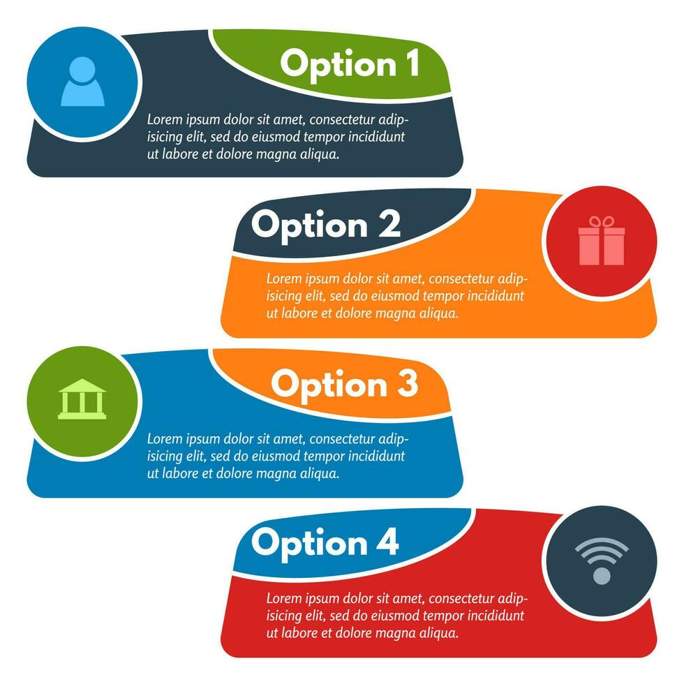 Four elements of infographic design with icons. Step by step infographic design template. Vector illustration