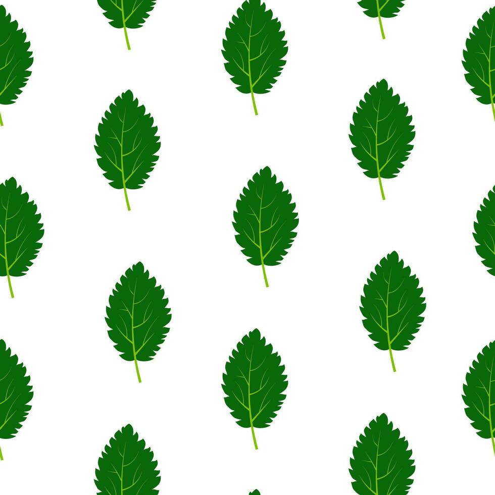 Seamless pattern with green summer leaves. Vector illustration.
