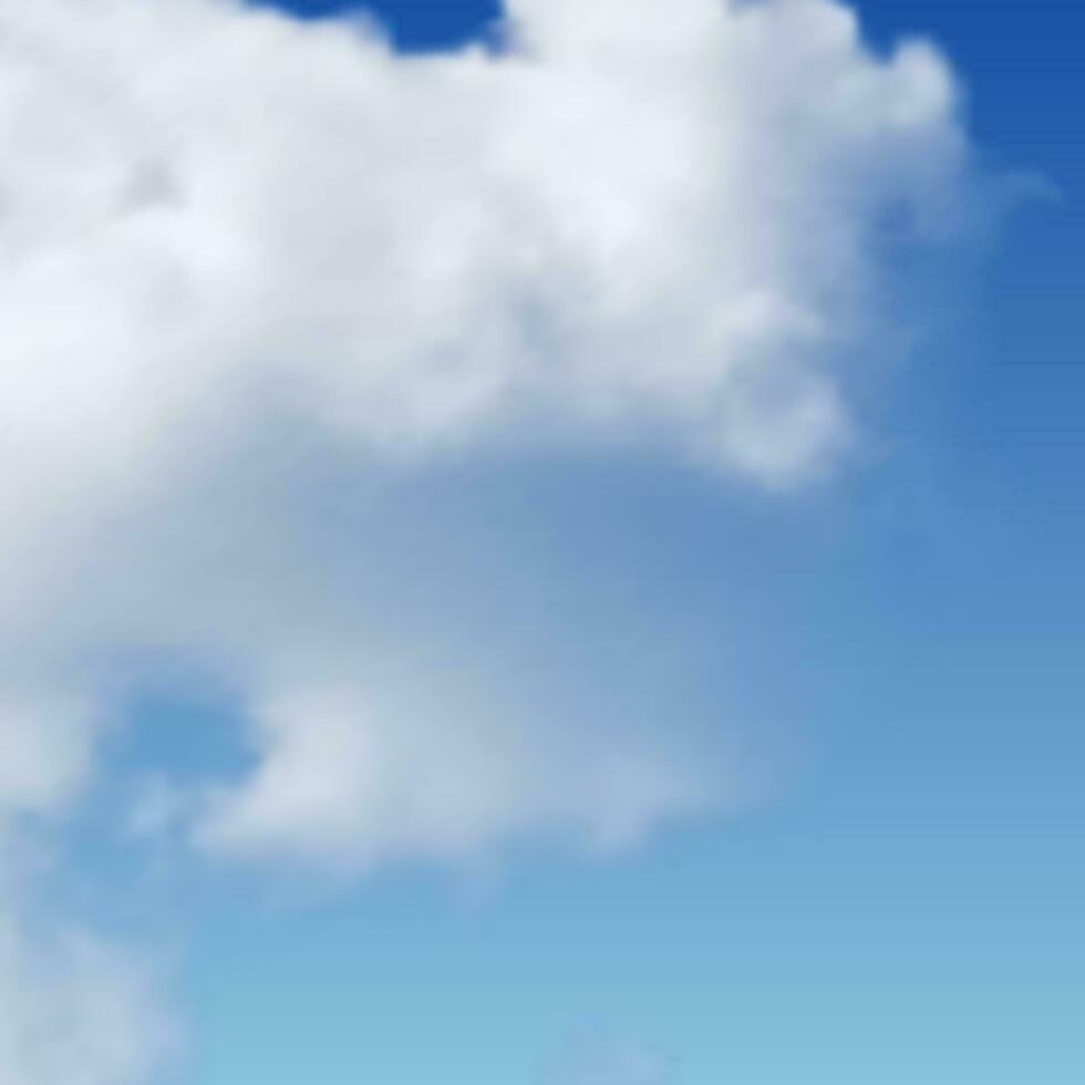Natural background with cloud on blue sky. Realistic cloud on blue backdrop. Vector illustration