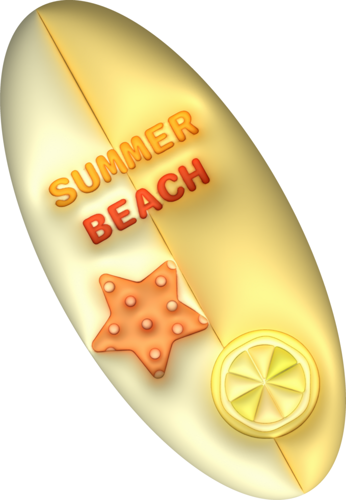 illustration 3d. Summer surfboard icon. For design. png