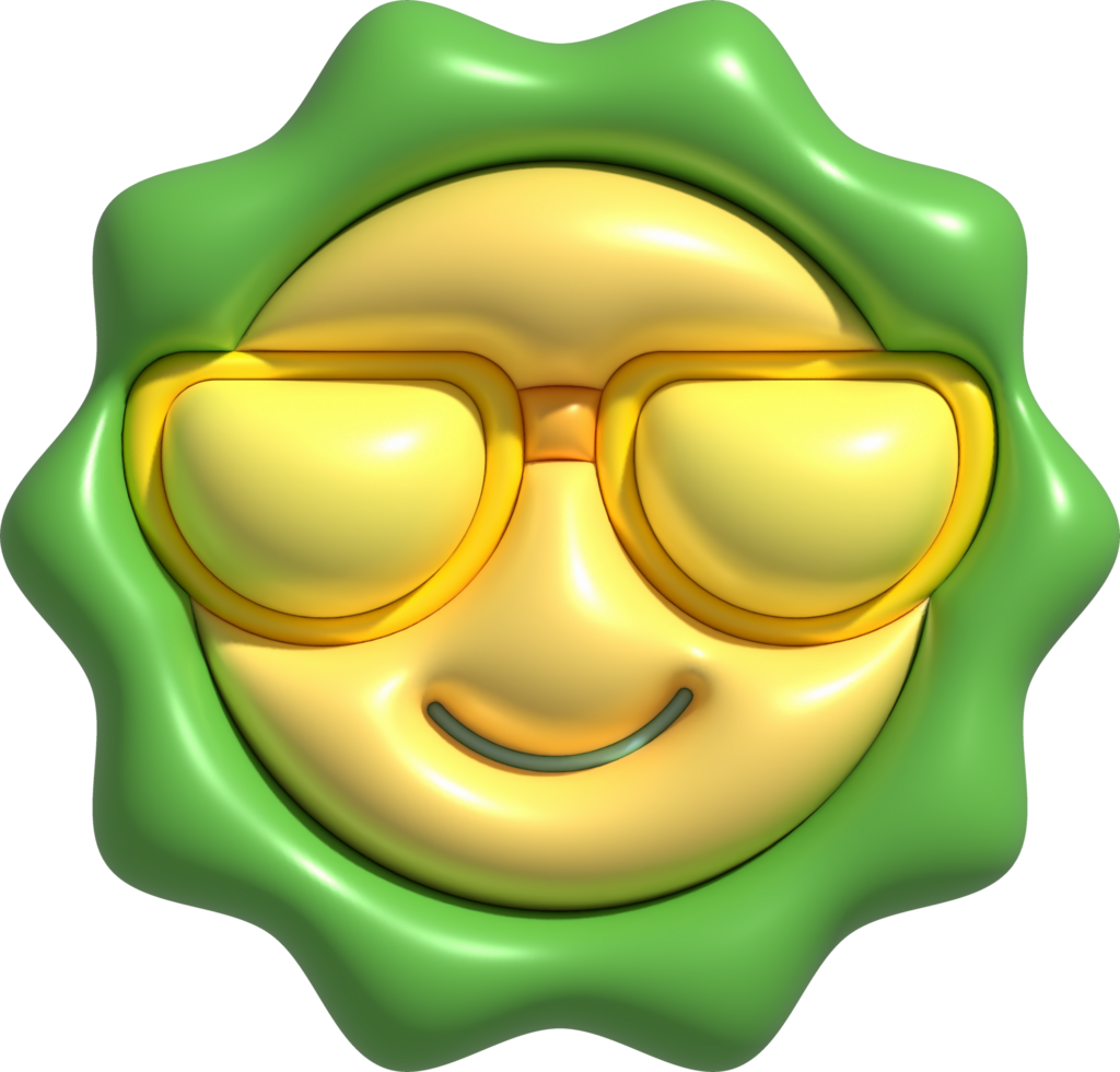 illustration 3d. Sun icon wearing sunglasses. Summer. For design. png