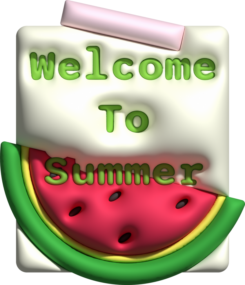 Illustration 3d, Wassermelone Symbol und Text Hallo Sommer- zum Design png