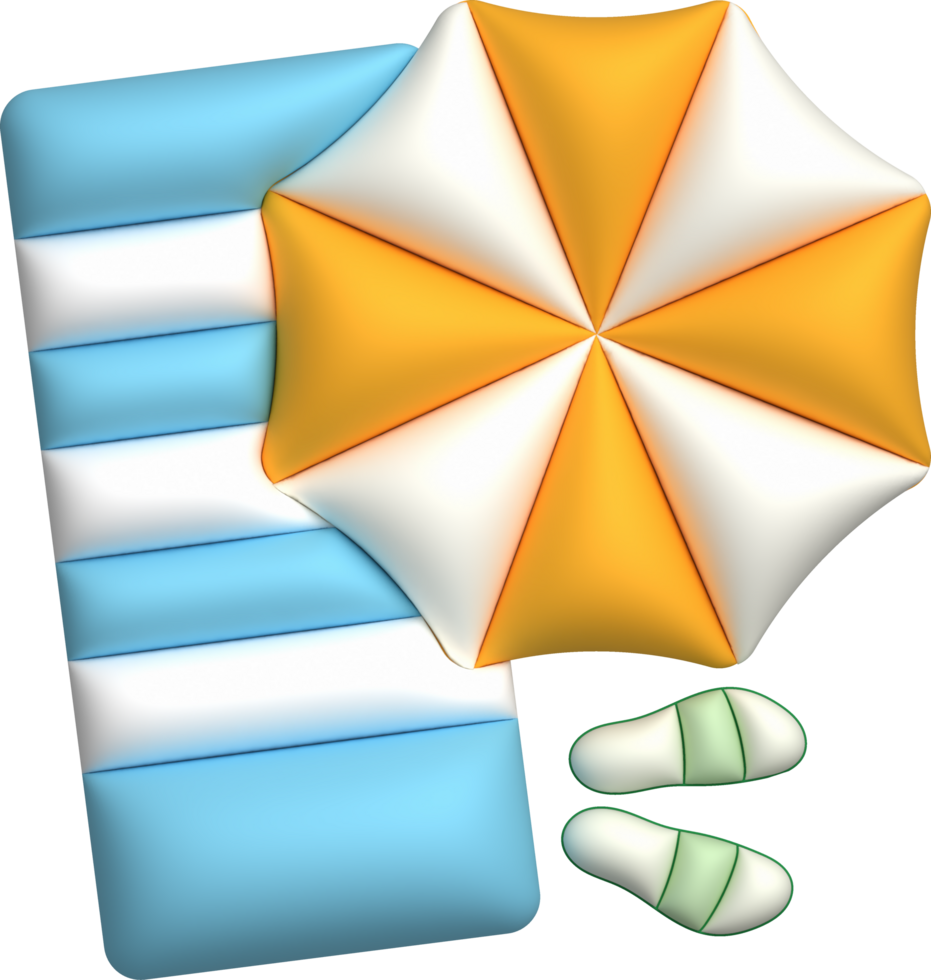 illustration 3d. Sunbed icon. Parasol. Summer. For design. png