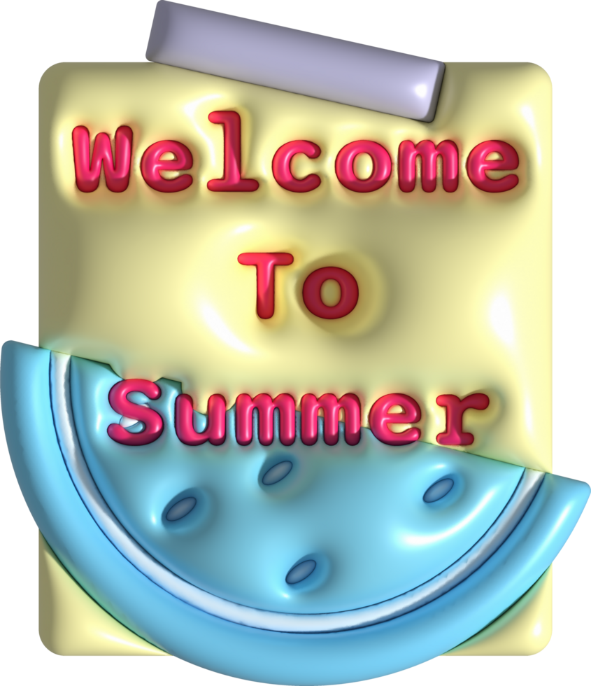 illustration 3d, watermelon icon and text hello summer for design png