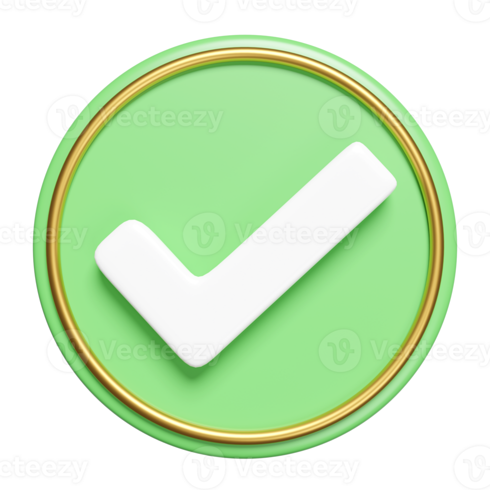 Marcas de verificación 3d, icono de símbolos de marcas de verificación aislado. concepto 3d hacer ilustración png