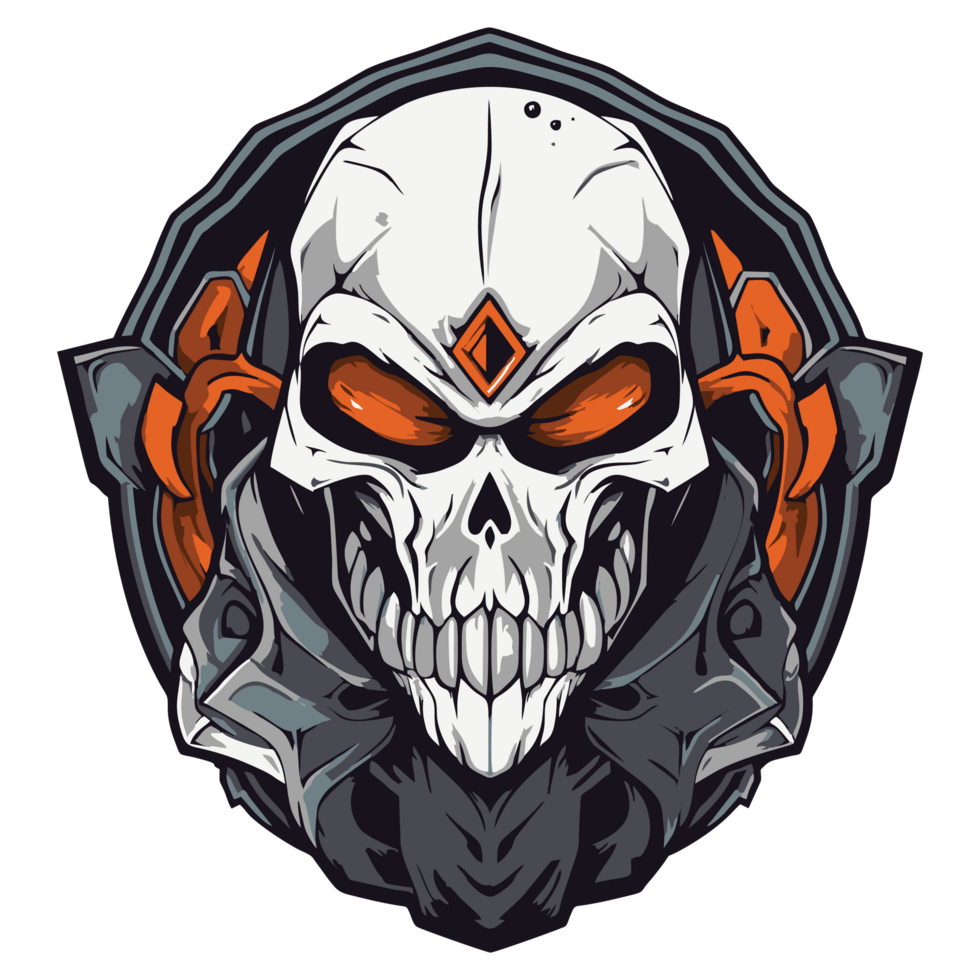 Intricate skull warrior illustration on tshirt png