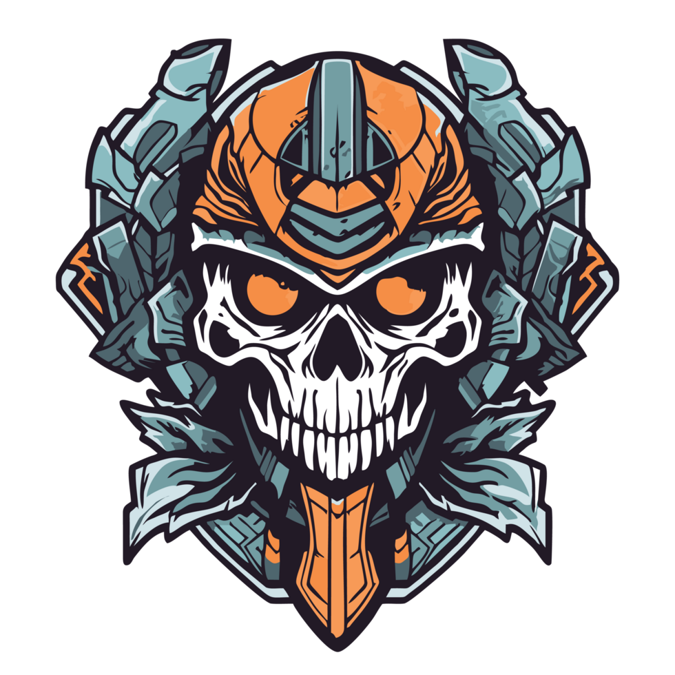 Fierce skull warrior tshirt design png