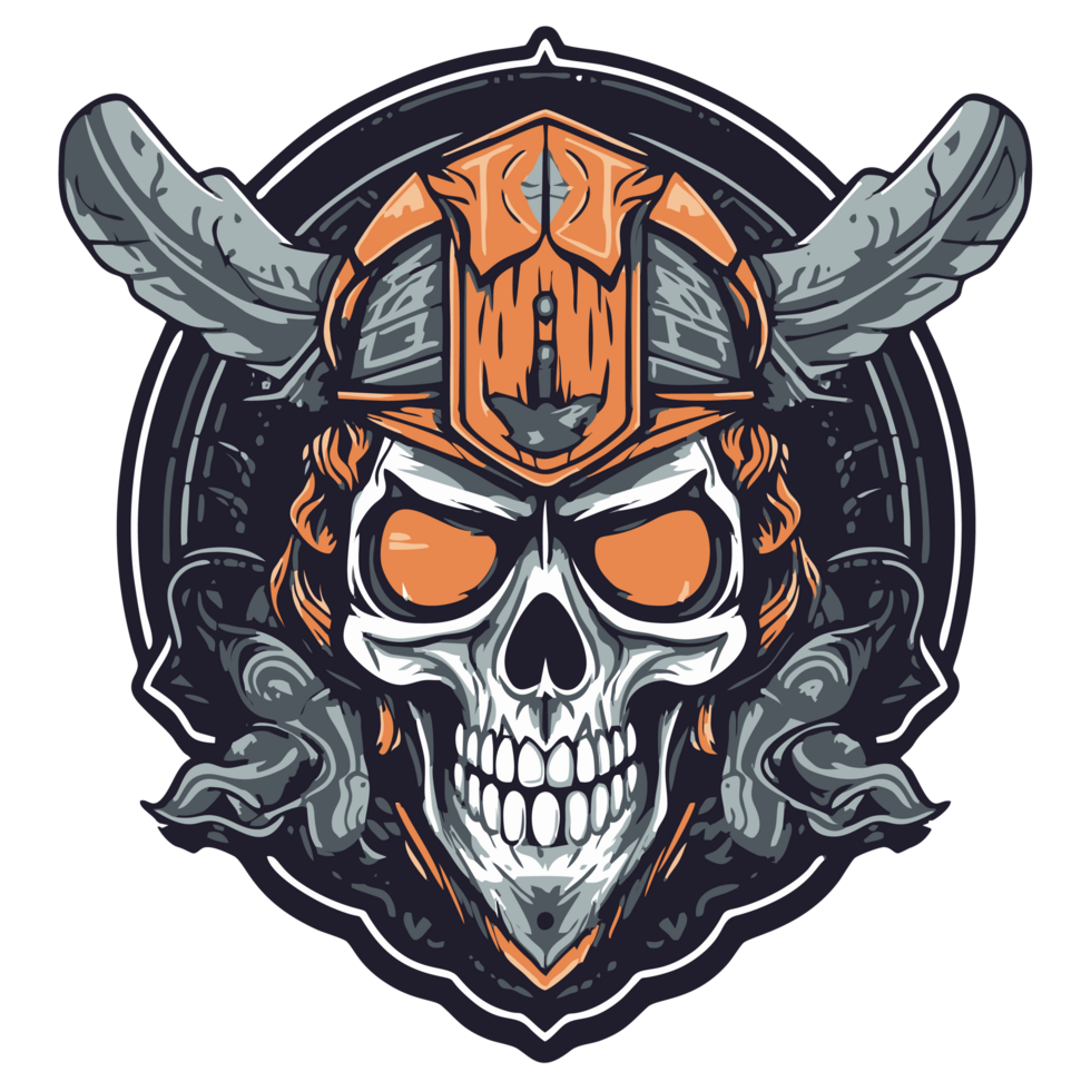 Viking Warrior Skull T-shirt Design PSD Editable Template