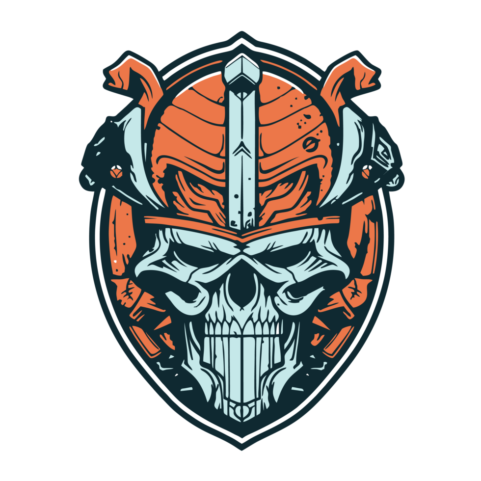 Hauntingly beautiful skull warrior tshirt design png