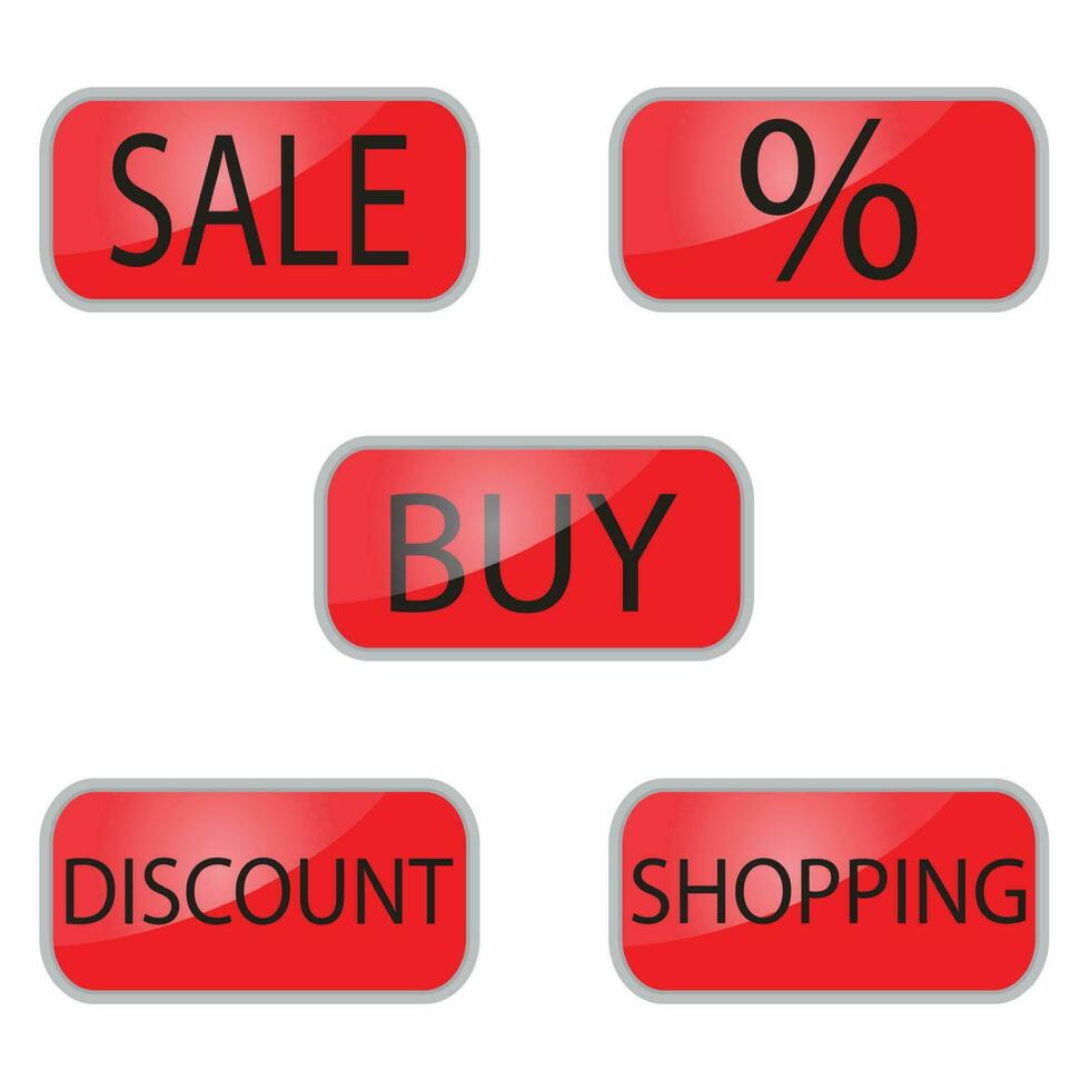 Web red button shooping and online shop. Internet sale and shopping web, vector illustration