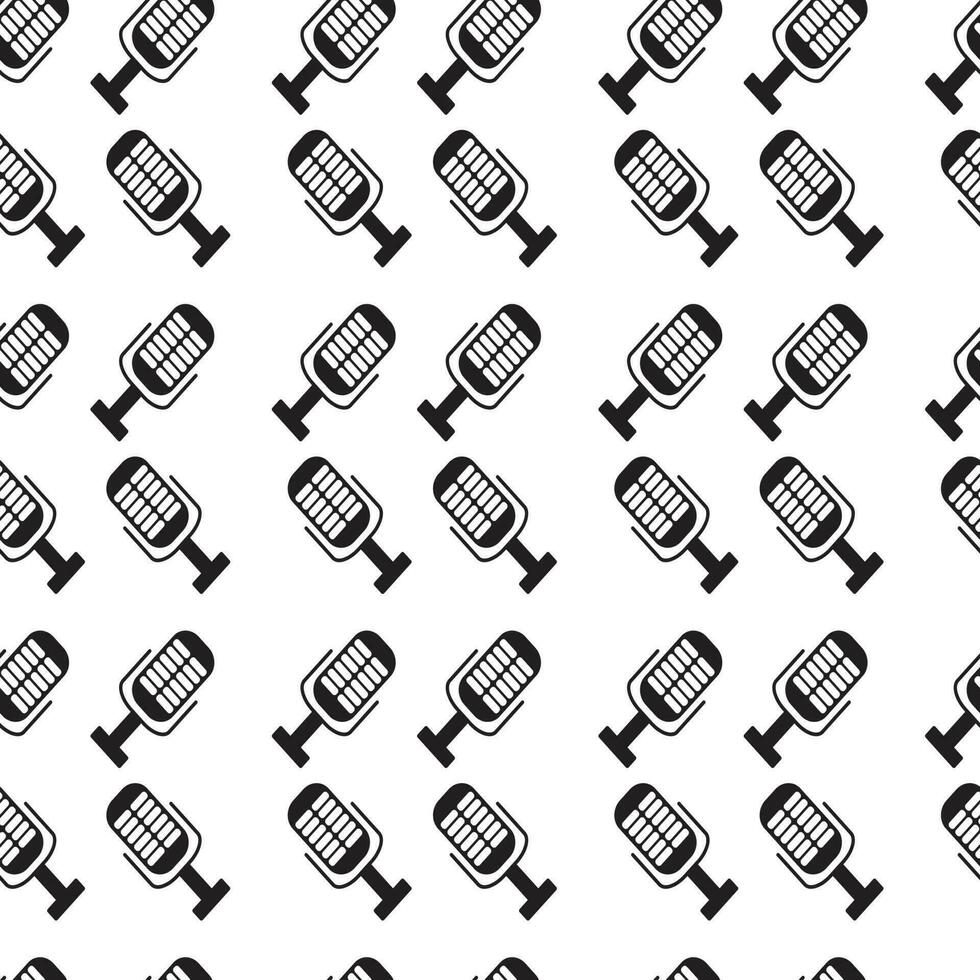 Monochrome pattern microphone. Music karaoke and repetition mic for radio, vector illustration