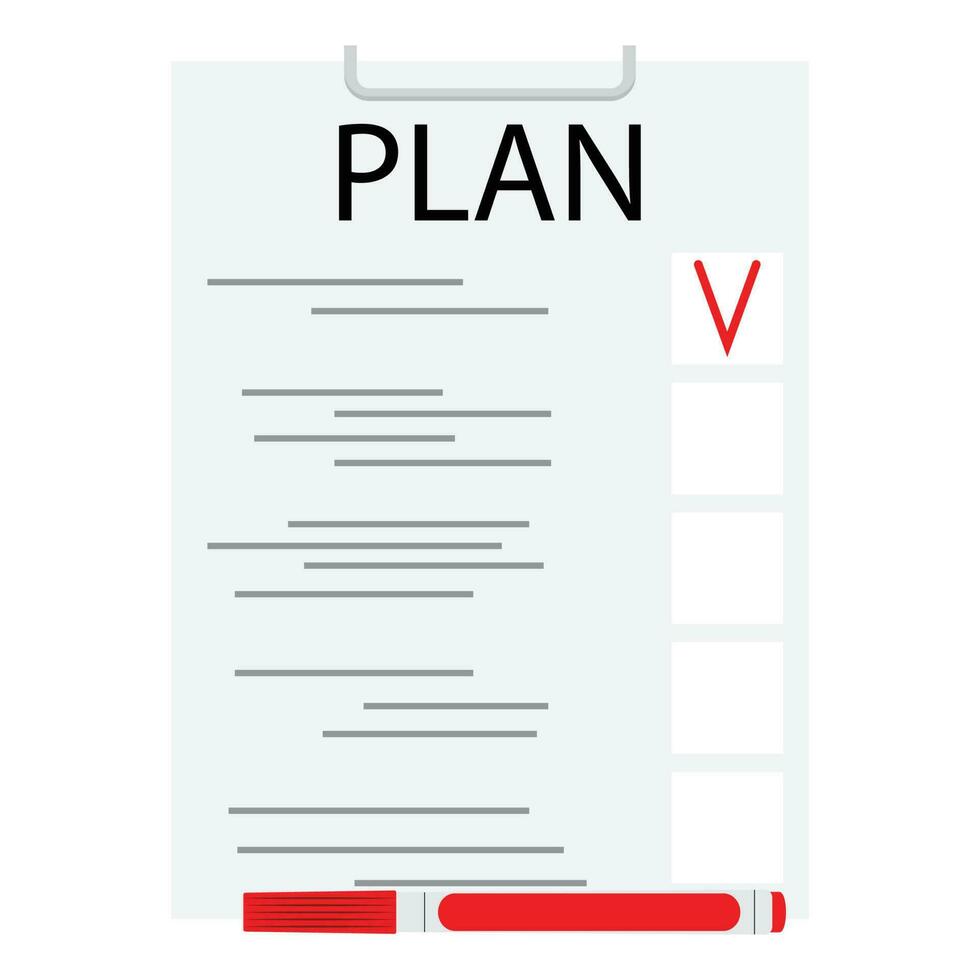 Plan document flat design. Business management and data icon, plan. Vector flat design illustration