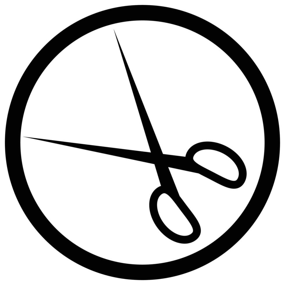 Scissors icon black white. Sign hairdresser tool scissors. Vector flat design illustration