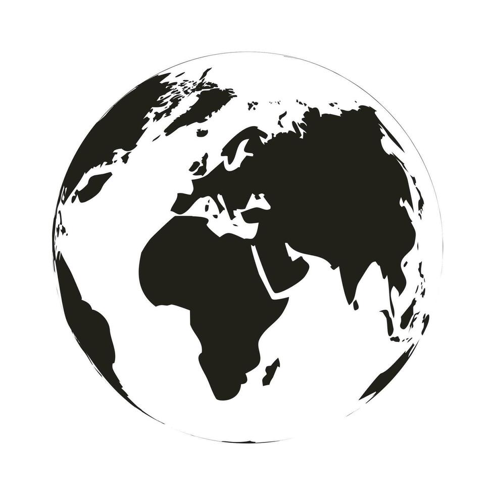 Black and white globe. Black world and world globe black, globe travel and black orb, vector illustration