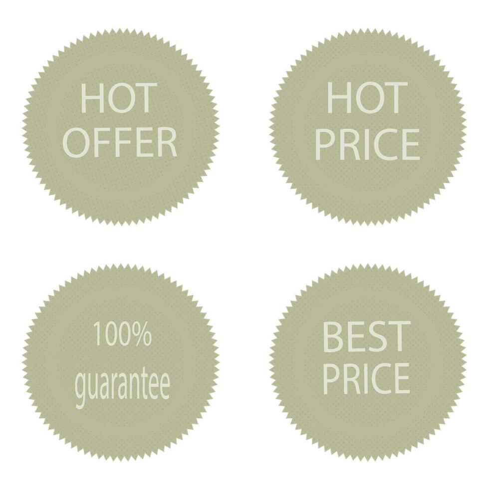 Best price and hot offer stickers for sale. Fashion badge tag pr lable for consumerism, sale round texture tag. Vector flat design illustration