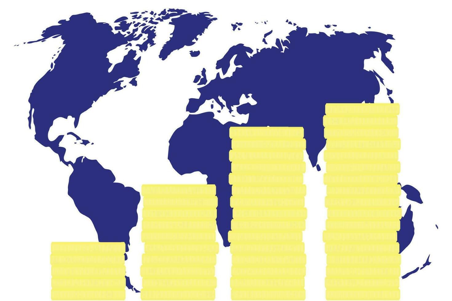 global financiero crecimiento de deuda. negocio Finanzas dinero mundo, mapa global mercado, inversión crecimiento existencias. vector plano diseño ilustración