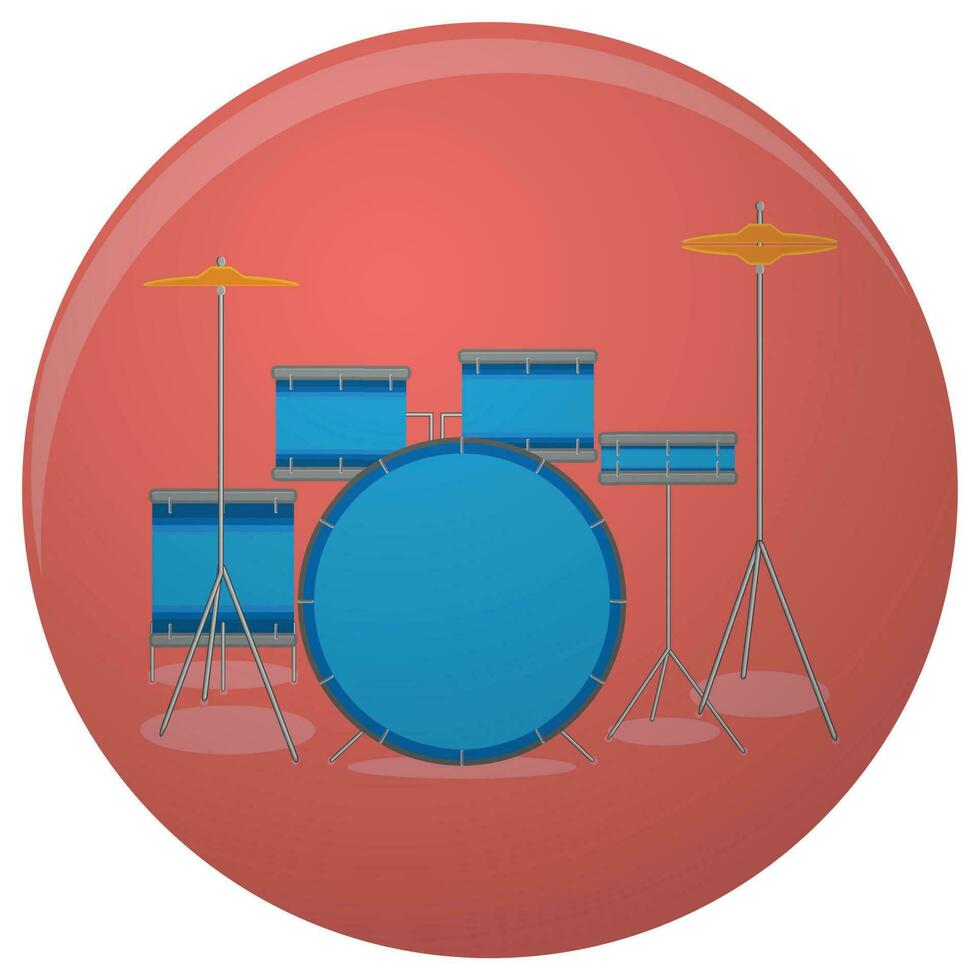 Drum set icon flat. Drum kit and music, musical instruments, vector illustration