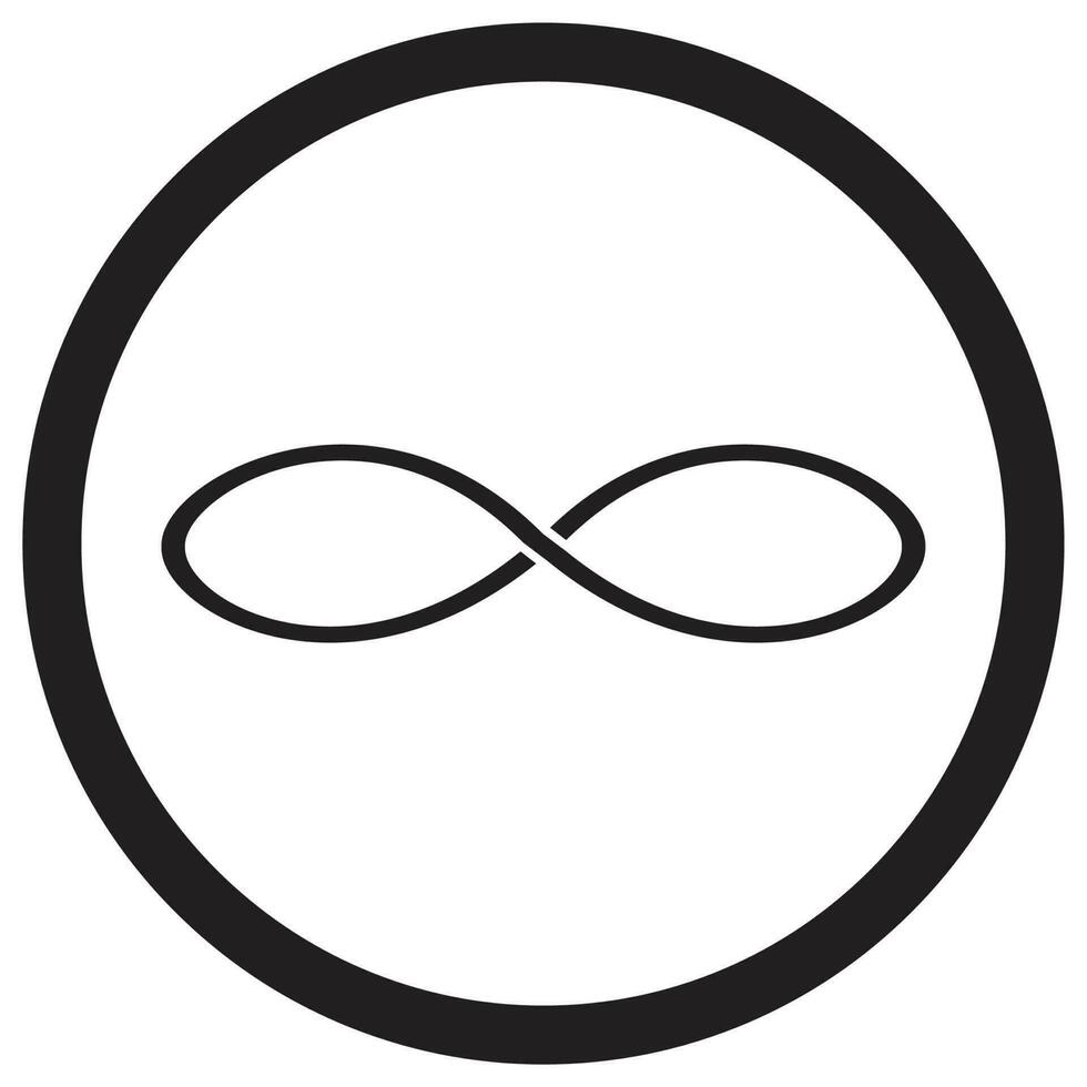 infinito icono negro blanco. infinito símbolo y infinito icono, infinito firmar y infinito logo, infinito lazo sin fin. vector plano diseño ilustración