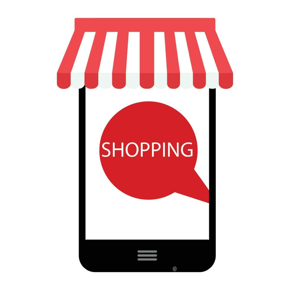 Shopping online with use phone. Vector shopping icon and online ecommerce, illustration online store