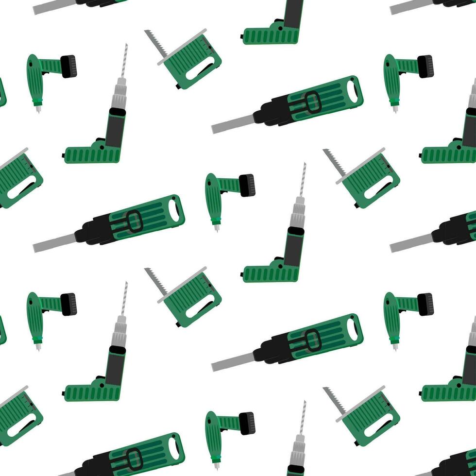 Seamless pattern with electro instrument for construction and repair. Industrial tool screwdriver and punch, vector illustration