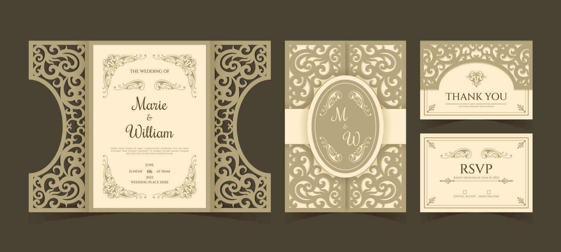 Laser Cuts Wedding Invitation Template vector