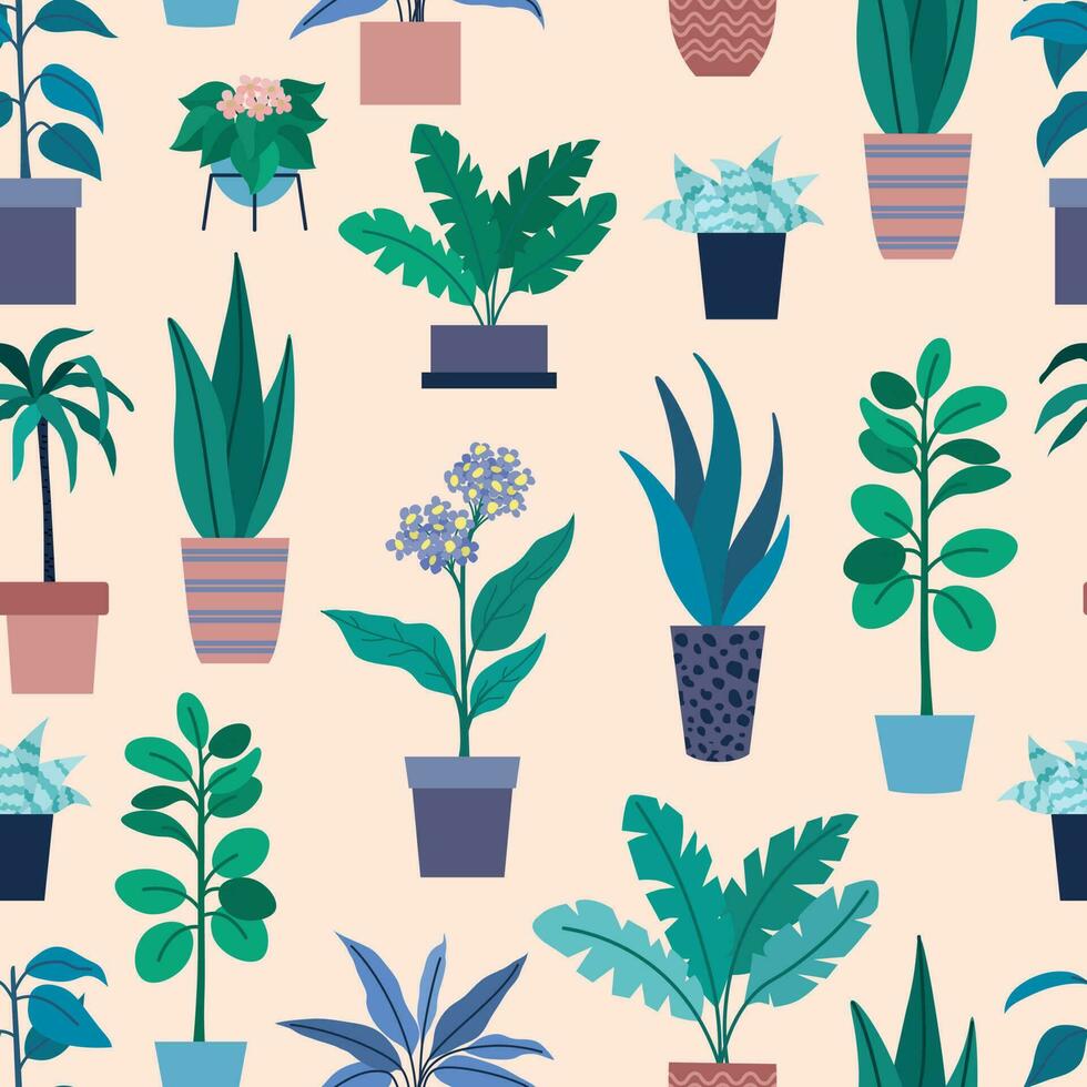 Vector pattern with indoor plants