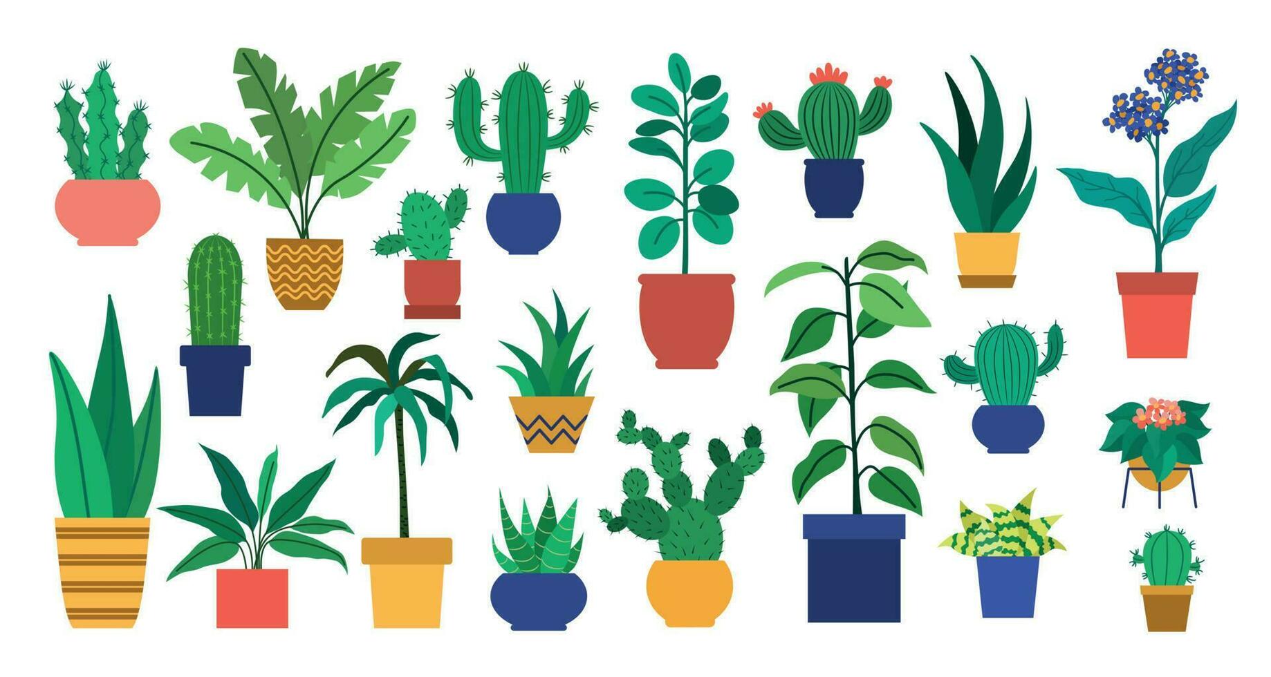 Vector big set with indoor plants