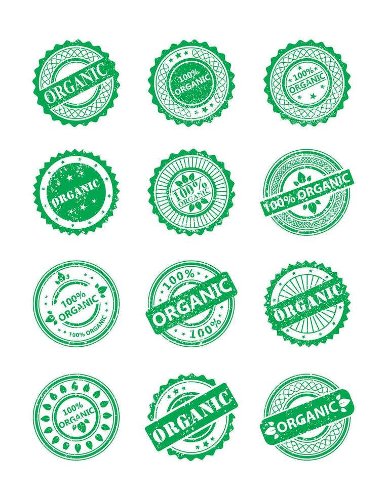 Set of stamps with the inscription Organic vector