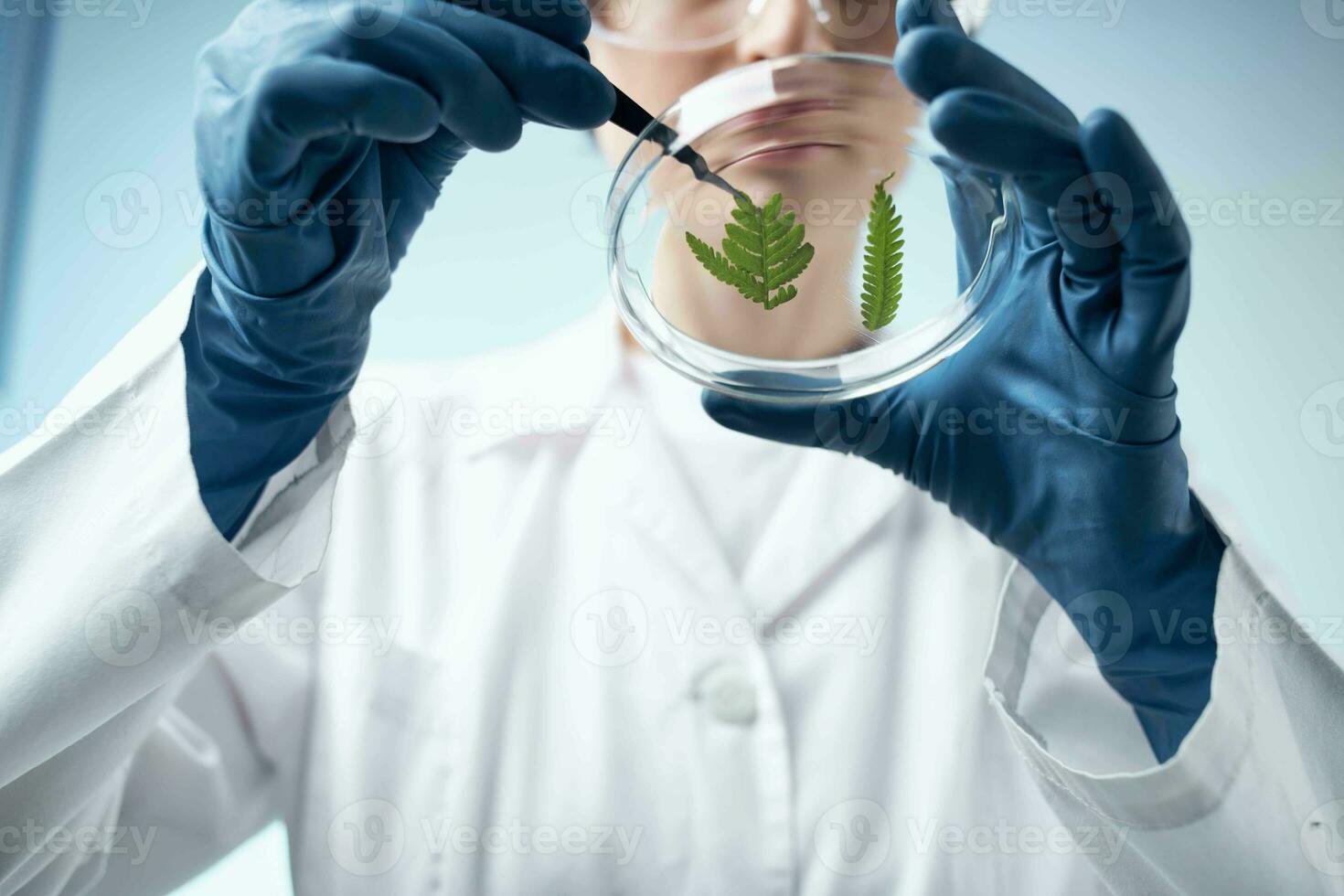 Woman in white coat biology research diagnostics science photo