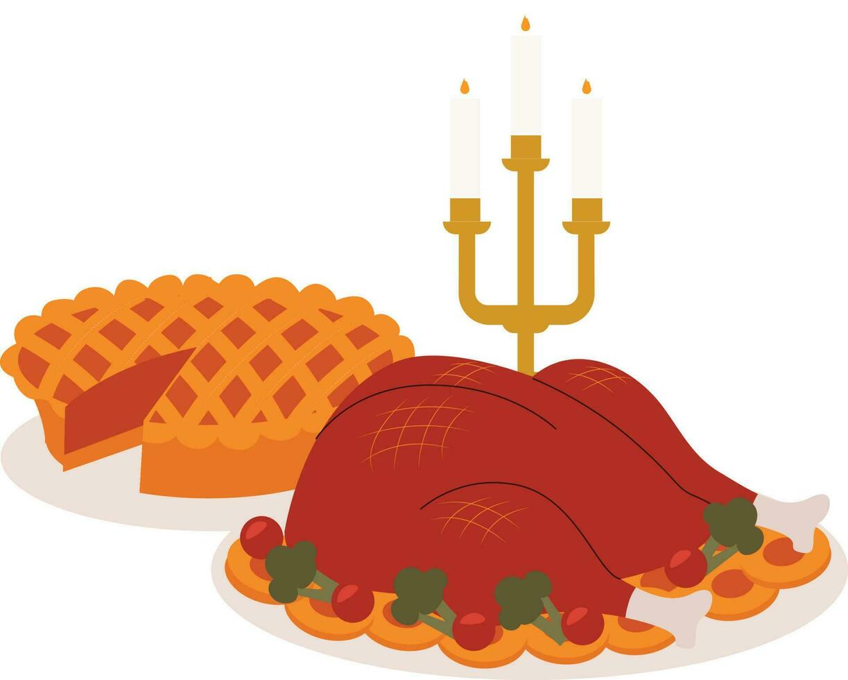 Thanksgiving dinner Flat Icon vector