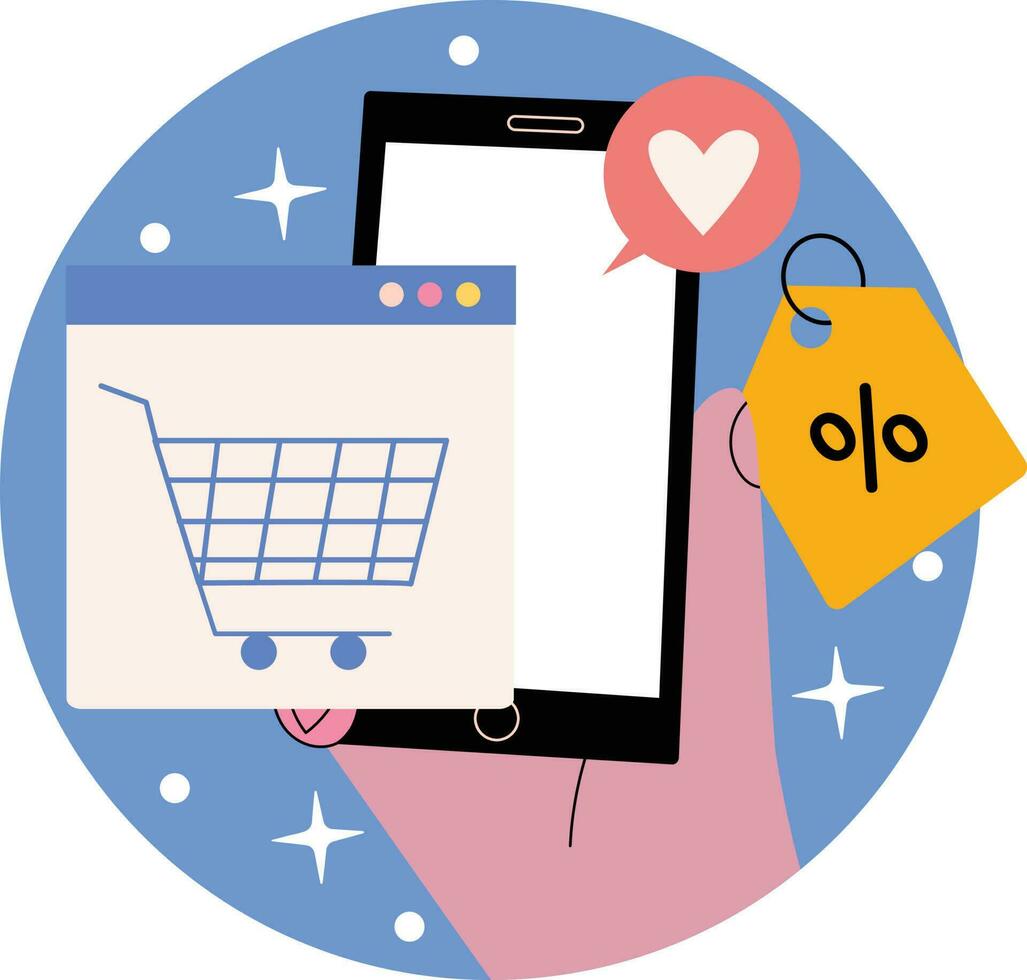 Shopping Discount Flat Illustration vector