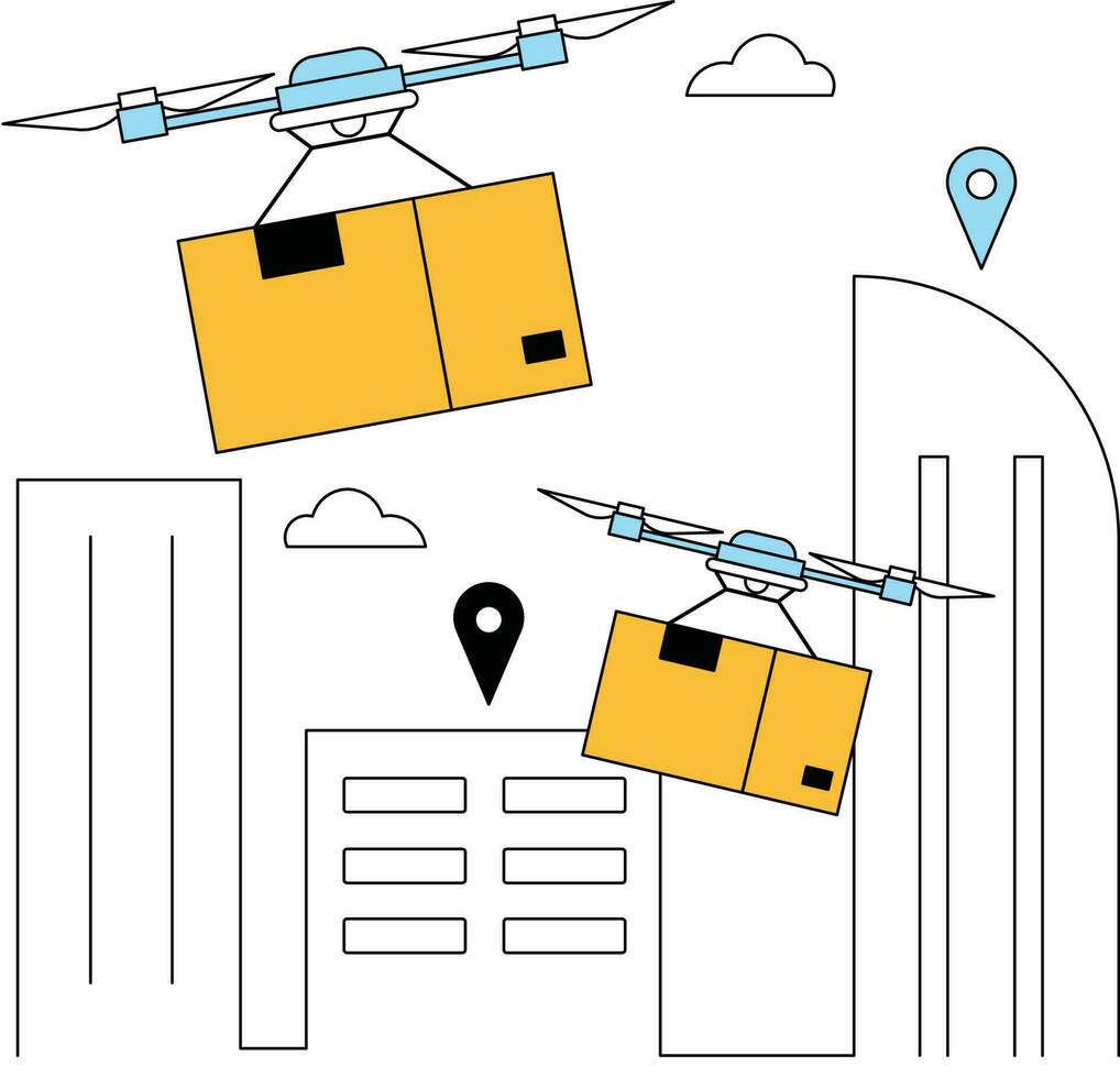 Smart Drone Delivery Illustration vector