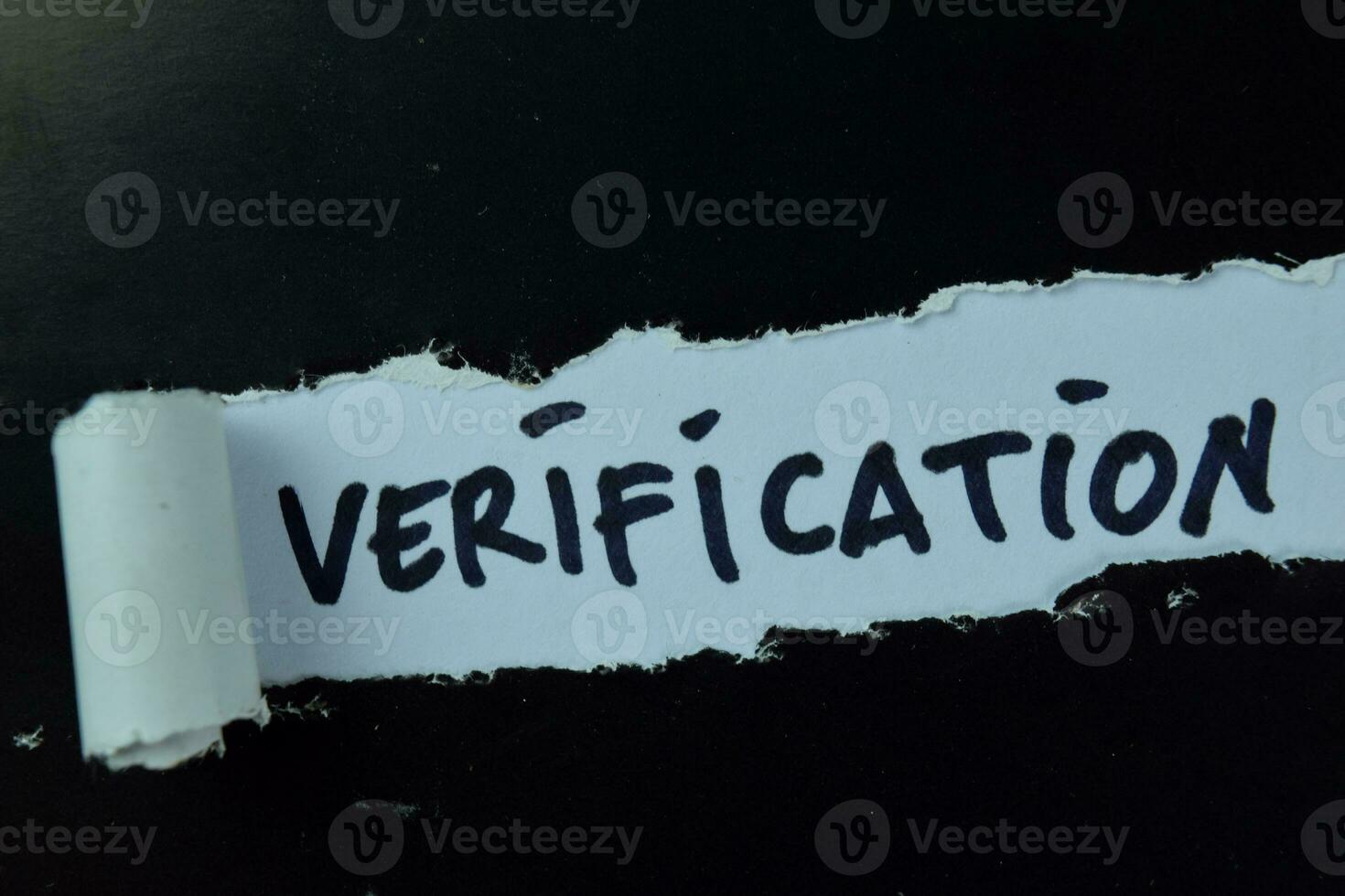 Verification Text written in torn paper photo