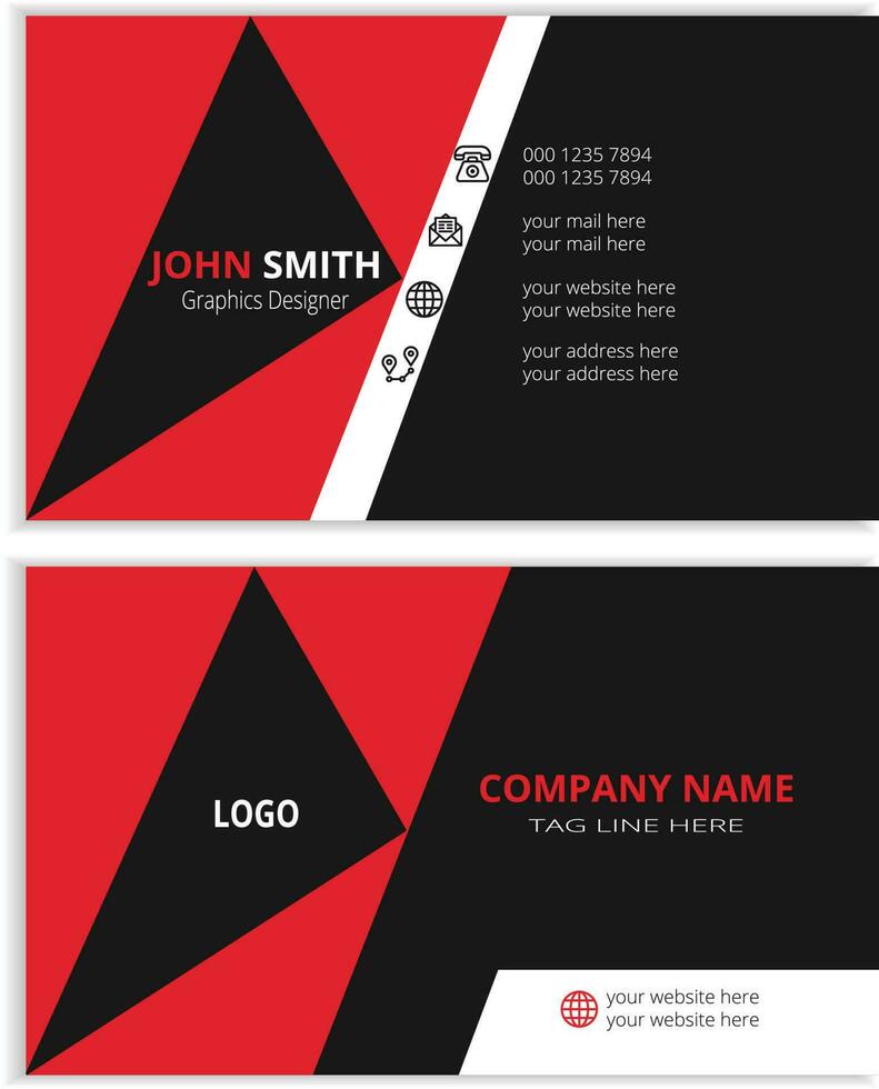 Red business card design vector