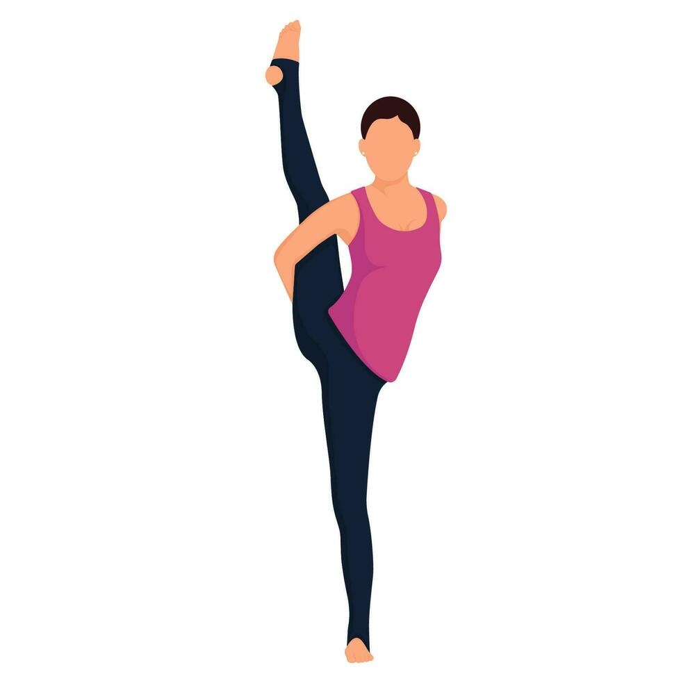 Woman doing sport exercises isolated on white background. vector